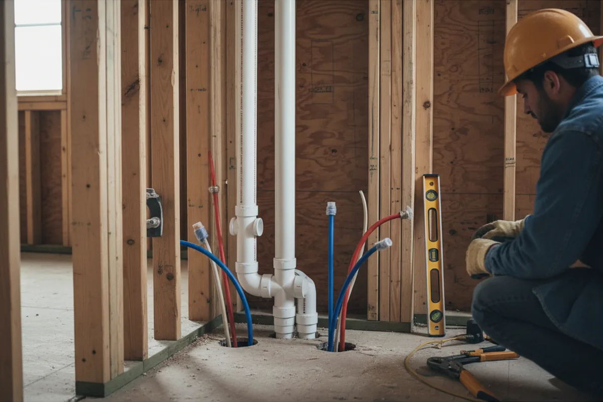 Drain and supply rough-in during Sump Pump Repair in Halifax
